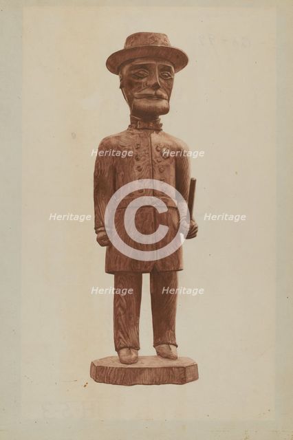 Carved Policeman, 1935/1942. Creator: Mildred E Bent.