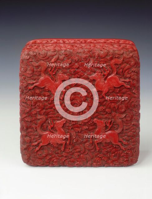 Carved red lacquer covered box, Qing dynasty, China, mid-late 18th century. Artist: Unknown