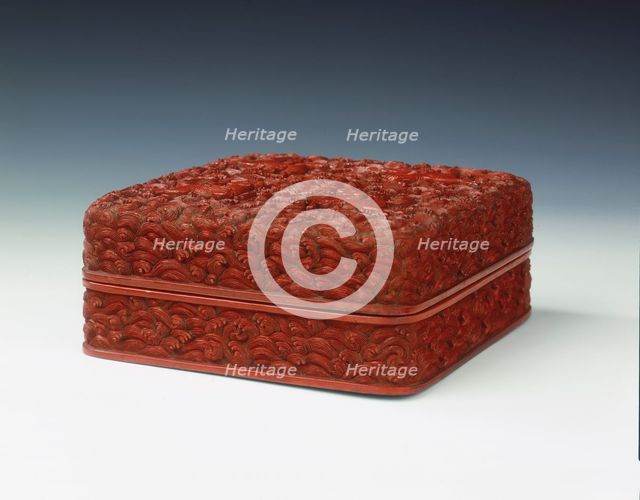 Carved red lacquer covered box, Qing dynasty, China, mid-late 18th century. Artist: Unknown