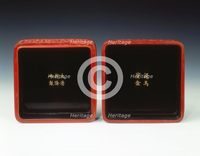 Carved red lacquer covered box, Qing dynasty, China, mid-late 18th century. Artist: Unknown