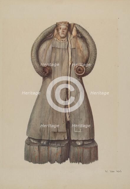 Carved Statue of the Virgin Mary, c. 1939. Creator: Vera Van Voris.