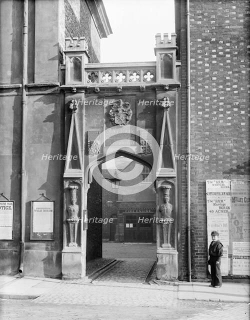 Carved stone gateway to Roysse School, Abingdon, Oxfordshire, c1860-c1922.  Artist: Henry Taunt