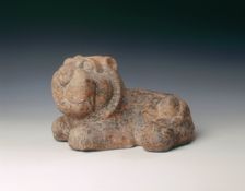 Carved stone lion, China, 200-420 AD. Creator: Unknown