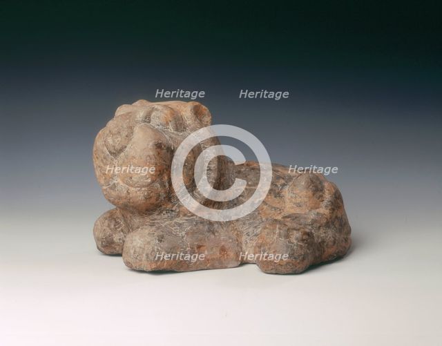 Carved stone lion, China, 200-420 AD. Creator: Unknown.