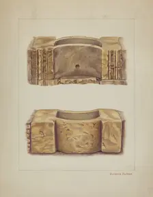 Carved Stone Wash Basin at Carmel Mission, 1938. Creator: Gordena Jackson
