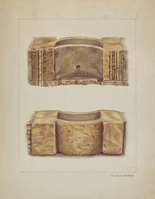 Carved Stone Wash Basin at Carmel Mission, 1938. Creator: Gordena Jackson