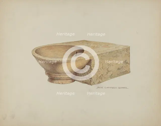 Carved Stone was Basin, c. 1939. Creator: Rose Campbell-Gerke.