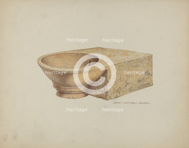 Carved Stone was Basin, c. 1939. Creator: Rose Campbell-Gerke.