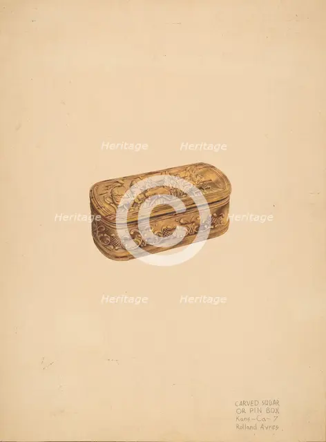Carved Storage or Pin Box, c. 1939. Creator: Rolland Ayres.
