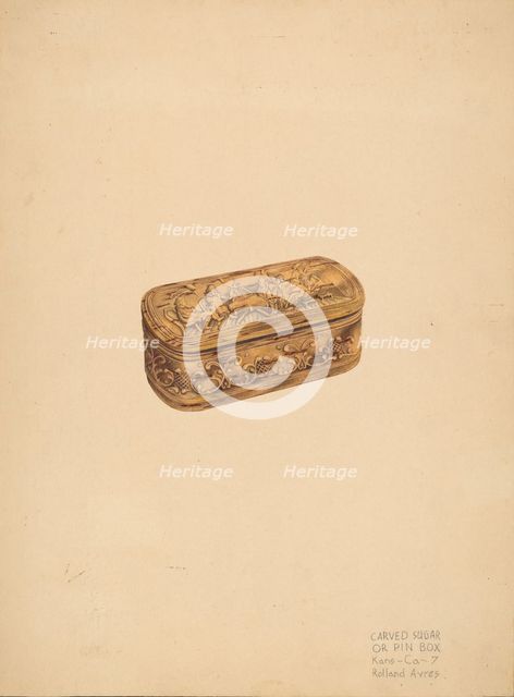 Carved Storage or Pin Box, c. 1939. Creator: Rolland Ayres.