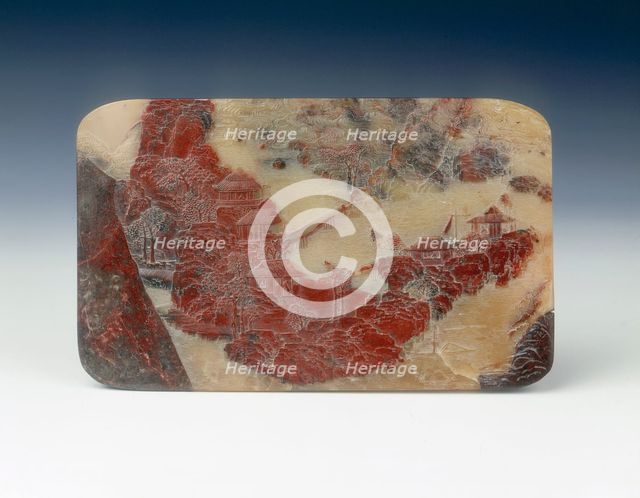 Carved soapstone plaque with landscape, China, mid-18th century. Creator: Unknown.