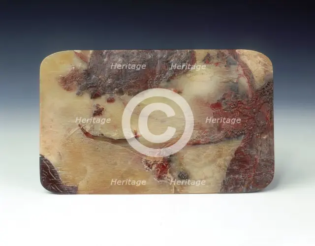 Carved soapstone plaque with scene of Su Shi at the Red Cliffs, China, mid-18th century. Creator: Unknown.