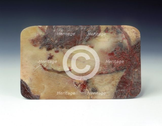 Carved soapstone plaque with scene of Su Shi at the Red Cliffs, China, mid-18th century. Artist: Unknown