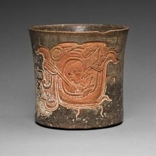 Carved Vessel Depicting a Lord Wearing a Water-Lily Headdress, A.D. 600/800. Creator: Unknown