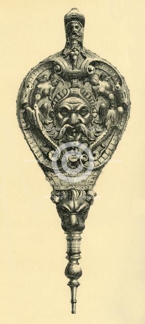 Carved walnut wood bellows, 1550-1600, (1881).  Creator: D Jones.