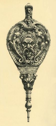 Carved walnut wood bellows, 1550-1600, (1881). Creator: D Jones