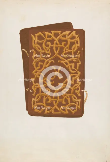 Carved Wood Book Cover, c. 1936. Creator: Natalie Simon.