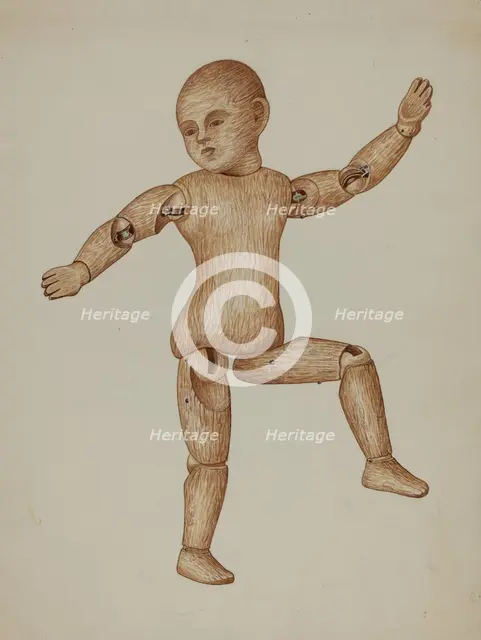 Carved Wood Doll, c. 1937. Creator: Edith Towner.