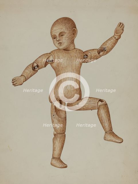 Carved Wood Doll, c. 1937. Creator: Edith Towner.