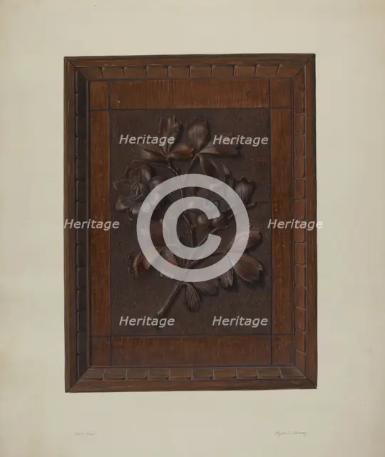 Carved Wood Panel, 1935/1942. Creator: Clyde L. Cheney.