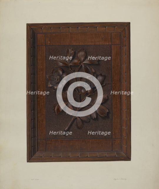 Carved Wood Panel, 1935/1942. Creator: Clyde L. Cheney.