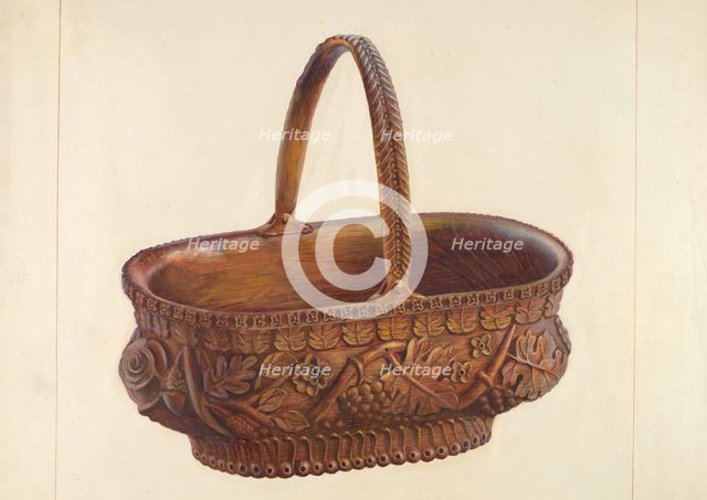 Carved Wooden Basket, c. 1938. Creator: Regina Henderer.