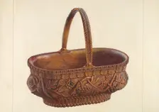 Carved Wooden Basket, c. 1938. Creator: Regina Henderer