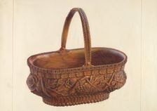 Carved Wooden Basket, c. 1938. Creator: Regina Henderer