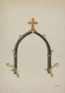 Carved Wooden Candleholder, c. 1939. Creator: Vera Van Voris