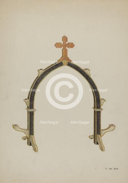 Carved Wooden Candleholder, c. 1939. Creator: Vera Van Voris.