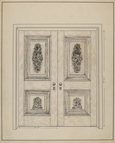Carved Wooden Door, c. 1936. Creator: Ray Price