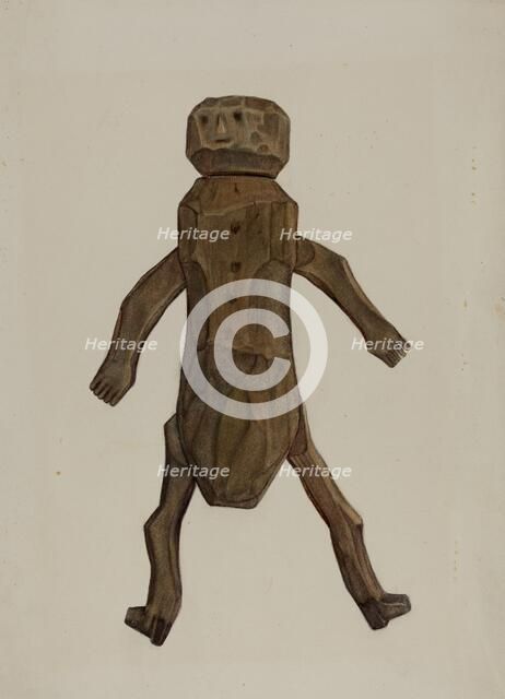 Carved Wooden Doll, c. 1940. Creator: Elmer R. Kottcamp.