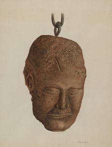 Carved Wooden Head, c. 1940. Creator: Cornelius Christoffels