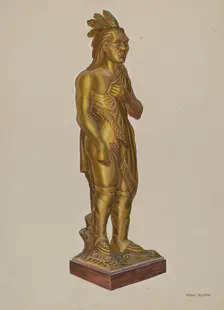 Carved Wooden Indian, 1935/1942. Creator: Verna Tallman