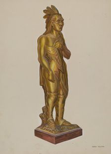 Carved Wooden Indian, 1935/1942. Creator: Verna Tallman