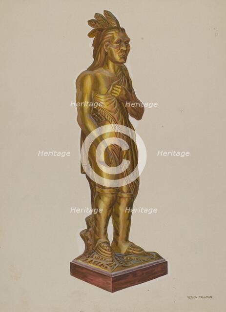 Carved Wooden Indian, 1935/1942. Creator: Verna Tallman.