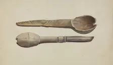 Carved Wooden Spoon, 1935/1942. Creator: Conrado Barrio