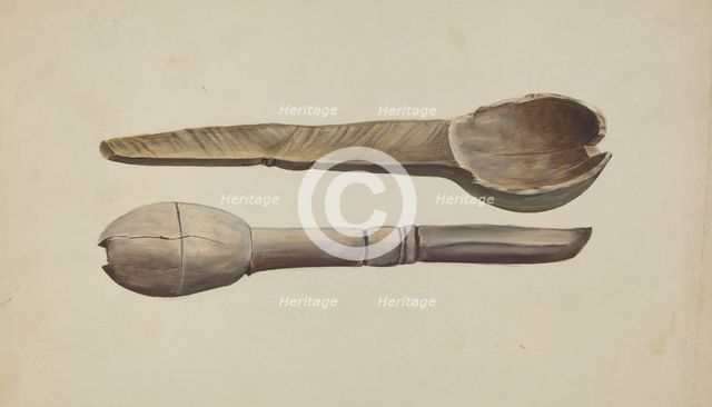 Carved Wooden Spoon, 1935/1942. Creator: Conrado Barrio.