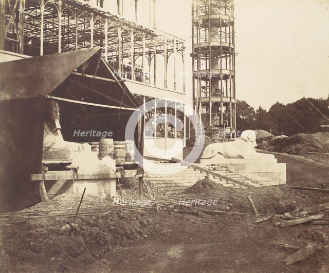 [Carving a Sphinx], 1854. Creator: Philip Henry Delamotte.