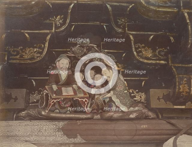 Carving Images, in the Top of the Great Gate, at Nikko, 1870s-1890s. Creator: Kusakabe Kimbei.