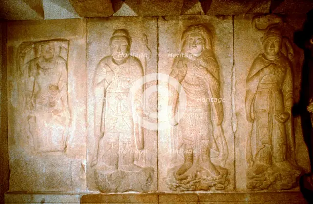 Carving in a cave shrine, Sokkuram, near Kyongju, South Korea. Artist: Unknown