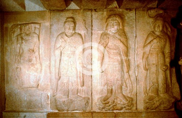 Carving in a cave shrine, Sokkuram, near Kyongju, South Korea. Artist: Unknown