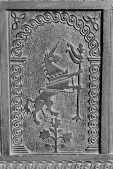 Carving in St Peter's church, Pavenham, Bedfordshire, 1964. Artist: Laurence Goldman
