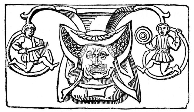 Carving of a woman wearing a horned headdress, 15th century, (1910). Artist: Unknown
