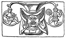 Carving of a woman wearing a horned headdress, 15th century, (1910)