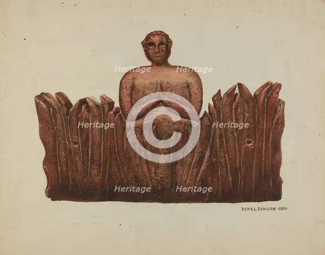 Carving "Soul in Purgatory", 1938. Creator: Ethel Dougan.