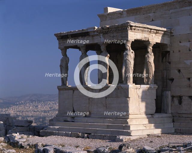Caryatid detail, Erechtheion, Athens, Greece, 2018. Creator: Ethel Davies.