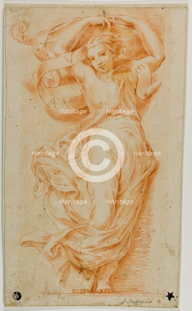 Caryatid with Yoke and Scroll, n.d. Creator: After Raffaello Sanzio, called Raphael  Italian, 1483-1555.