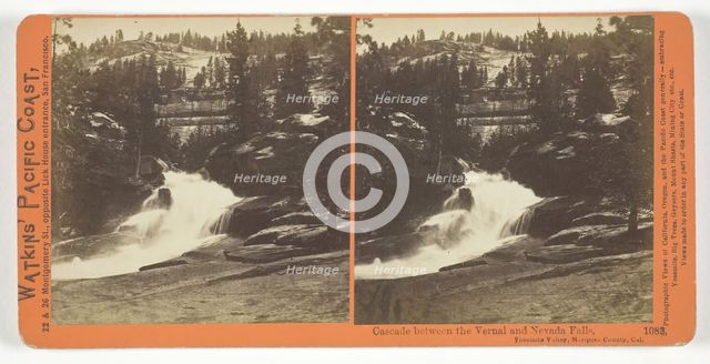 Cascade Between the Vernal and the Nevada Falls, Yosemite Valley, Mariposa County, Cal., 1861/76. Creator: Carleton Emmons Watkins.
