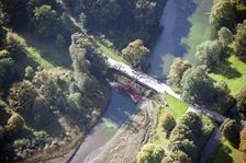 Cascade Bridge and Weir, Yorkshire Sculpture Park, Bretton Hall, Wakefield, 2015. Artist: Dave MacLeod